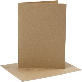 Kort och kuvert, kortstl. 12,7x17,8 cm, kuvertstl. 13,3x18,5 cm, 230 g, natur, 4 set/ 1 förp. [HOB-230568]