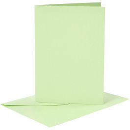 Kort och kuvert, kortstl. 10,5x15 cm, kuvertstl. 11,5x16,5 cm, 120+210 g, ljusgrön, 6 set/ 1 förp. [HOB-23104]