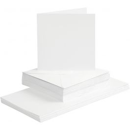 Kort och kuvert, kortstl. 15x15 cm, kuvertstl. 16x16 cm, 120+240 g, vit, 50 set/ 1 förp. [HOB-23115]