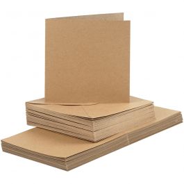 Kort och kuvert, kortstl. 15x15 cm, kuvertstl. 16x16 cm, 120+240 g, natur, 50 set/ 1 förp. [HOB-23117]