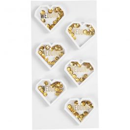 Shaker stickers, D: 4 mm, L: 32 mm, B: 38 mm, vit, 6 st./ 1 förp. [HOB-23198]