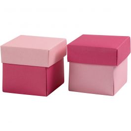 Presentaskar att vika, stl. 5,5x5,5 cm, 250 g, rosa, 10 st./ 1 förp. [HOB-233009]