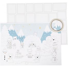 Julkalender, stl. 30x42 cm, vit, 3st./ 1 förp. [HOB-23311]
