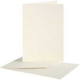 Brevkort, kortstl. 10,5x15 cm, kuvertstl. 11,5x16,5 cm, råvit, 10set/ 1 förp. [HOB-23708]