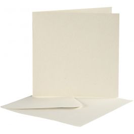 Brevkort, kortstl. 12,5x12,5 cm, kuvertstl. 13,5x13,5 cm, råvit, 10 set/ 1 förp. [HOB-23728]