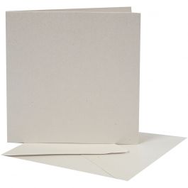 Pearlescent Cards & Envelopes, card size 12.5x12.5 cm, envelope size 13.5x13.5 cm, cream, 10sets [HOB-23827]