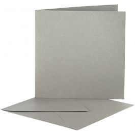 Pärlemorskort, kortstl. 12,5x12,5 cm, kuvertstl. 13,5x13,5 cm, silver, 10 set/ 1 förp. [HOB-23829]