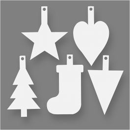 Juldekorationer, H: 23,5-26,5 cm, B: 15,5-20,5 cm, vit, 15 st./ 1 förp. [HOB-238810]