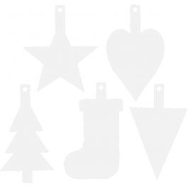 Juldekorationer, H: 23,5-26,5 cm, B: 15,5-20,5 cm, vit, 100 st./ 1 förp. [HOB-23881]