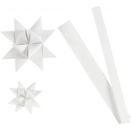 Stjärnstrimlor, L: 44+78 cm, Dia. 6,5+11,5 cm, B: 15+25 mm, vit, 32 strimlor/ 1 förp. [HOB-24395]