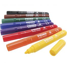 PRIMO Textiltuschpennor, mixade färger, 8 st./ 1 förp. [HOB-701295]