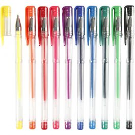 Gel kulspetspennor, spets 0,8 mm, mixade färger, 10 mix./ 1 förp. [HOB-25103]