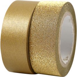 Washitejp, B: 15 mm, guld, 2rl./ 1 förp. [HOB-25220]