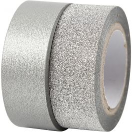 Washitejp, B: 15 mm, silver, 2 rl./ 1 förp. [HOB-25221]