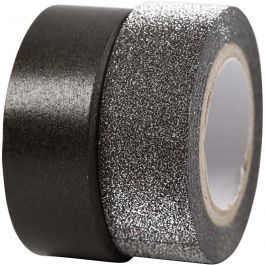 Washitejp, B: 15 mm, svart, 2 rl./ 1 förp. [HOB-25223]