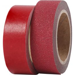 Washitejp, B: 15 mm, röd, 2 rl./ 1 förp. [HOB-25232]