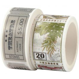 Washitejp, biljett- och naturmotiv, L: 3+5 M, B: 20+25 mm, 2 rl./ 1 förp. [HOB-25242]
