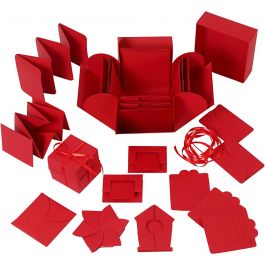 Exploding Box, stl. 7x7x7,5+12x12x12 cm, röd, 1 st. [HOB-25381]