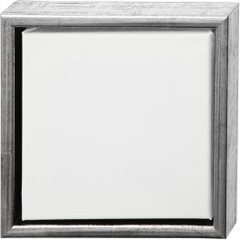 Duk med ram, stl. 20x20 cm, 360 g, antiksilver, vit, 1 st. [HOB-257520]