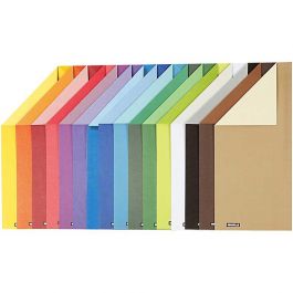 Färgad Kartong, A4, ark 210x297 mm, 100 g, 16 mix. ark/ 1 förp. [HOB-25820]