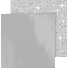 Designpapper, 30,5x30,5 cm, 120+128 g, silver, 2ark/ 1 förp. [HOB-26241]