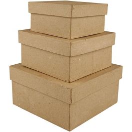 Kvadratiska Pappaskar, H: 5+6+7,5 cm, stl. 10+12,5+15 cm, 3 st./ 1 set [HOB-263720]