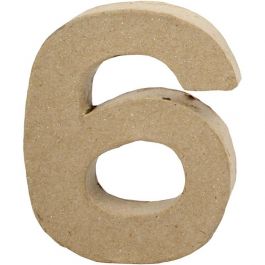 Pappsiffra, 6, H: 10 cm, B: 8,2 cm, tjocklek 1,7 cm, 1 st. [HOB-26673]