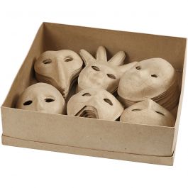 Masker av papier-maché, H: 12-21 cm, 60 st./ 1 förp. [HOB-26713]