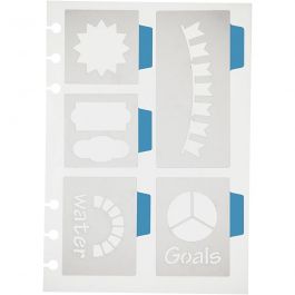 Stencil, 5 stora motiv, ark 12,5x17,5 cm, 1 ark [HOB-26984]