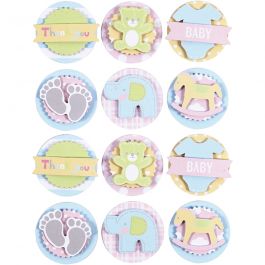 3D Stickers, baby, Dia. 35 mm, tjocklek 5 mm, 1 ark [HOB-27693]