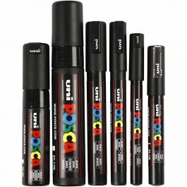 Posca Marker , spets 0,7-15 mm, svart, 6 st./ 1 förp. [HOB-279900]