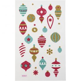Glitterstickers, julornament, ark 10x16 cm, 1 ark [HOB-280012]