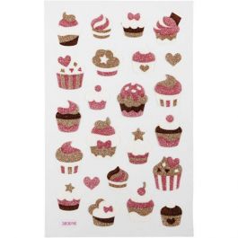 Glitterstickers, muffins, ark 10x16 cm, 1 ark [HOB-280019]