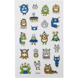 Glitterstickers, utomjordingar, ark 10x16 cm, 1 ark [HOB-280020]