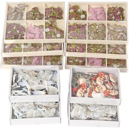 Trästickers, H: 40-50 mm, B: 15-45 mm, Innehållet kan variera , 600 st./ 1 förp. [HOB-28278]