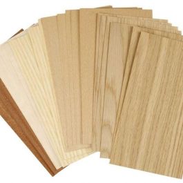 Wood Veneer, sheet 12x22 cm, thickness 0.75 mm, beech, oak, mahogany, 30mixed sheets [HOB28290]