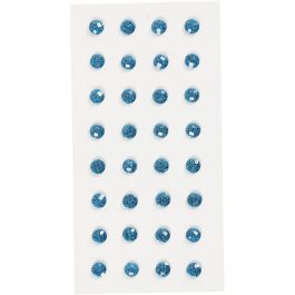 Rhinestones, Dia. 8 mm, blå, 32 st./ 1 förp. [HOB-283804]