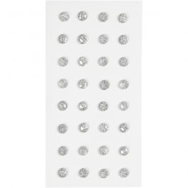 Rhinestones, Dia. 8 mm, silver, 32 st./ 1 förp. [HOB-283818]
