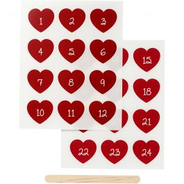 Rub-on Stickers, kalendersiffror, H: 32 mm, B: 28 mm, ark 12,2x15,3 cm, röd, 1 förp. [HOB-283960]