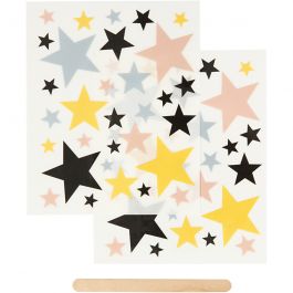 Rub-on Stickers, stjärnor, ark 12,2x15,3 cm, 1 förp. [HOB-283963]