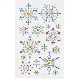 Diamond stickers, snöflingor, ark 10x16 cm, 1 ark [HOB-284033]