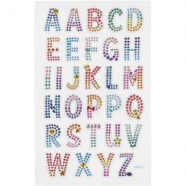 Diamond stickers, alfabetet, ark 10x16 cm, 1 ark [HOB-284035]