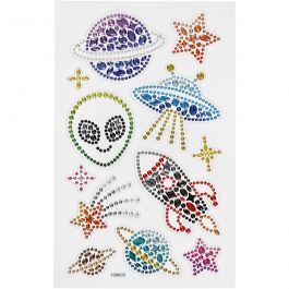 Diamond stickers, rymden, ark 10x16 cm, 1 ark [HOB-284037]