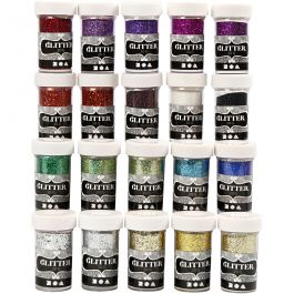 Glitter, mixade färger, 20x20 g/ 1 förp. [HOB-28420]