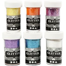 Glitter, mixade färger, 6x20 g/ 1 förp. [HOB-28426]