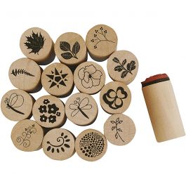 Deco Art Stämpelset, blommor och blad, H: 26 mm, Dia. 20 mm, 15 st./ 1 förp. [HOB-28578]