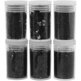 Glitter och Paljetter, svart, 6x5 g/ 1 förp. [HOB-28587]