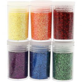 Glitter, mixade färger, 6x5 g/ 1 förp. [HOB-28589]