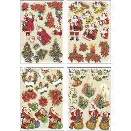 3D Motiv, jultomte och julstjärnor, ark 21x30 cm, 4 ark/ 1 förp. [HOB-28665]