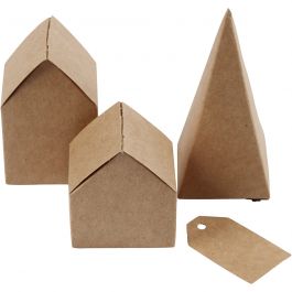 Utstansade hus och träd, H: 5,7-10 Cm cm, 1 set [HOB-29040]